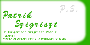 patrik szigriszt business card